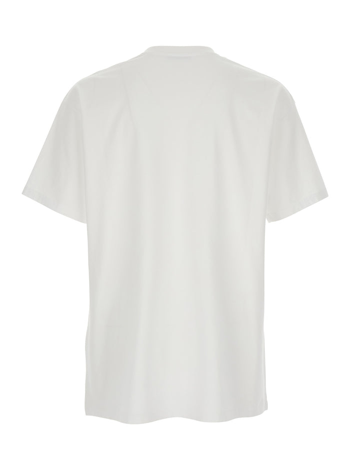 White Crew Neck T-Shirt with Tone-on-Tone Logo Patch on the Front in Cotton for Men Tshirts And Polo Shirts