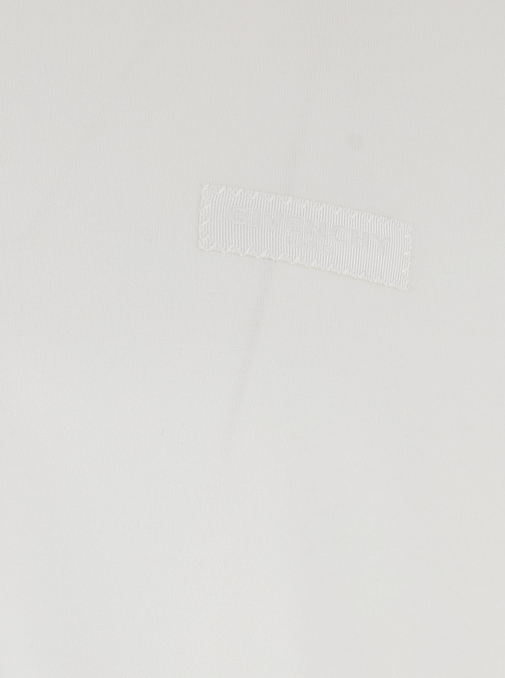 White Crew Neck T-Shirt with Tone-on-Tone Logo Patch on the Front in Cotton for Men Tshirts And Polo Shirts