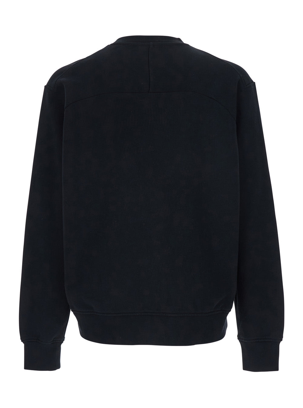 Black Crewneck Sweatshirt with Logo Patch on the Front in Cotton for Men Sweatshirts