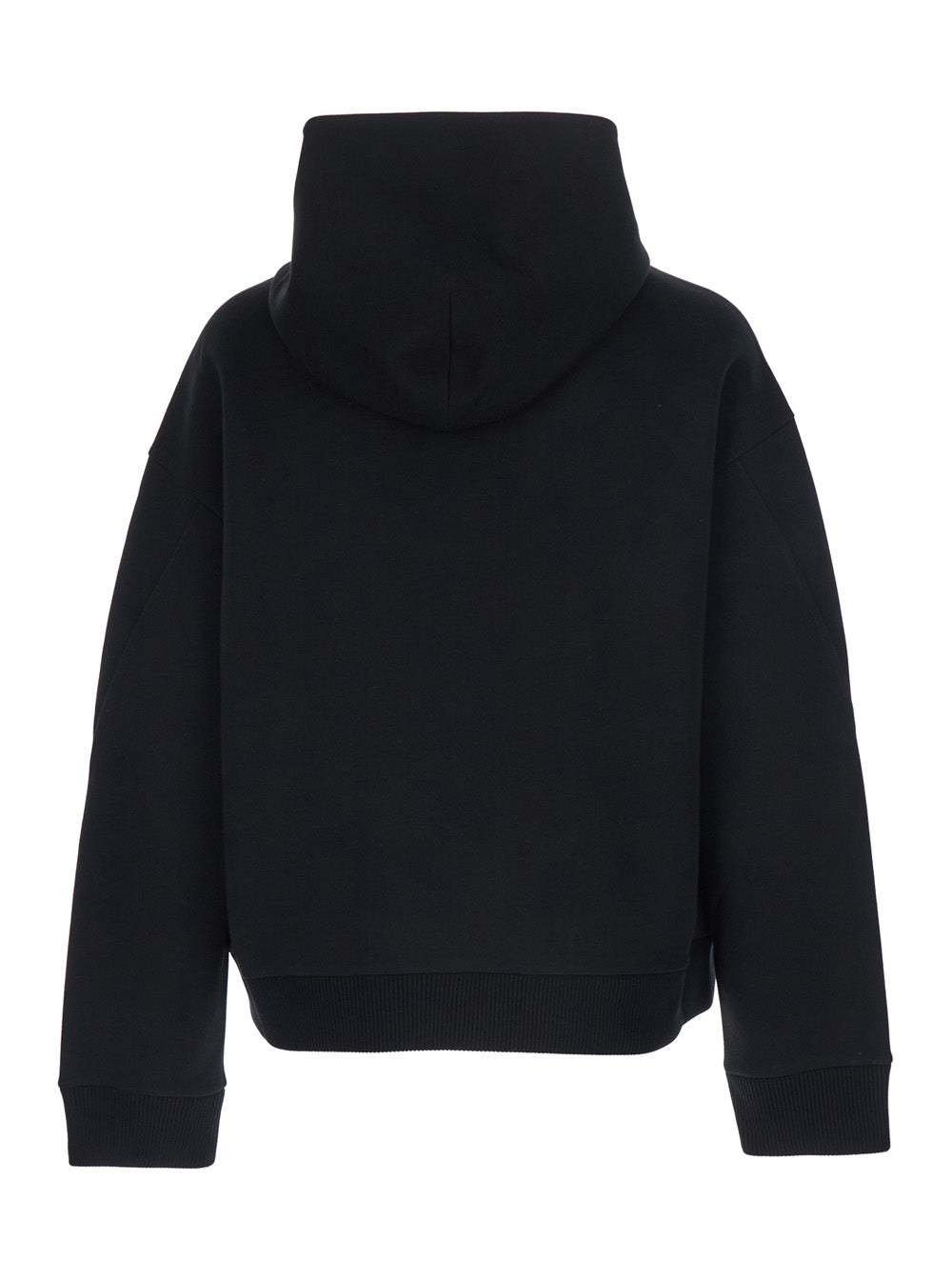 Black Hoodie with Logo Patch on the Front and Kangaroo Pocket in Cotton Blend for Men Polyamide Sweatshirts