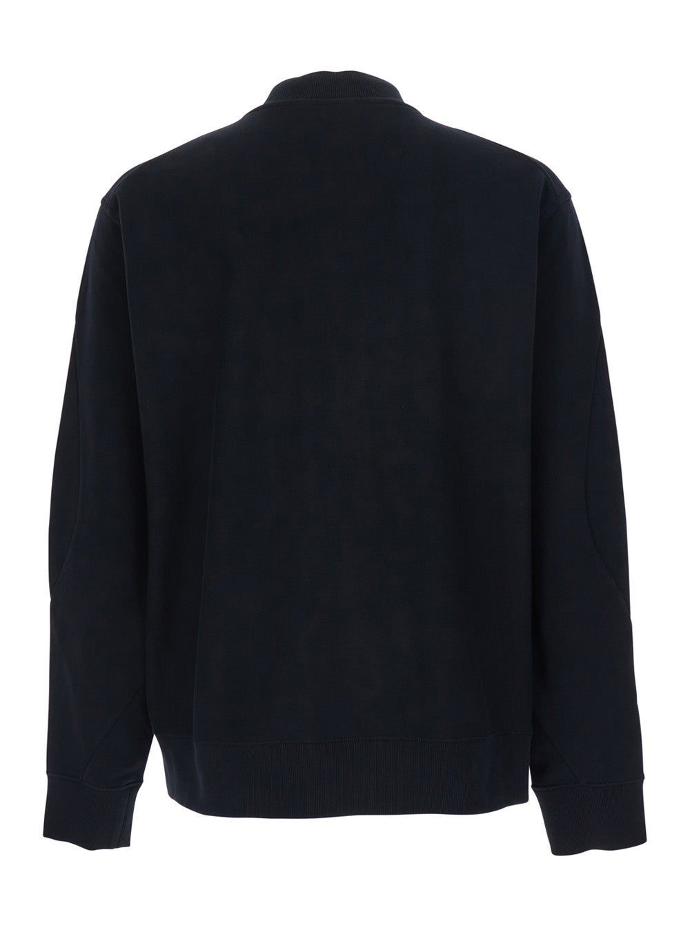 Black Varsity Jacket with Bomber Collar and Logo Lettering on the Front in Cotton Men Outerwear