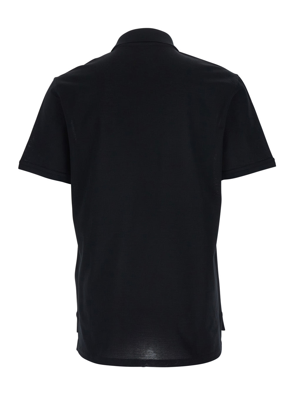 Black Polo Shirt with Logo Patch on the front in cotton for Men Tshirts And