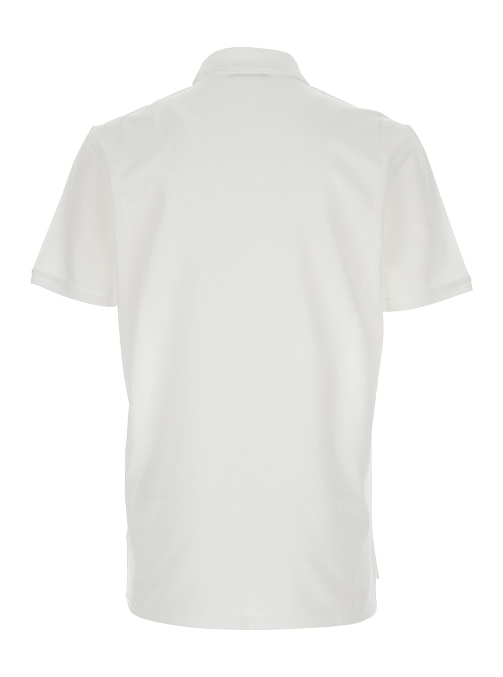 White Polo shirt with Classic Collar and Tone-on-Tone Logo Patch on the Front in Cotton for Men Tshirts