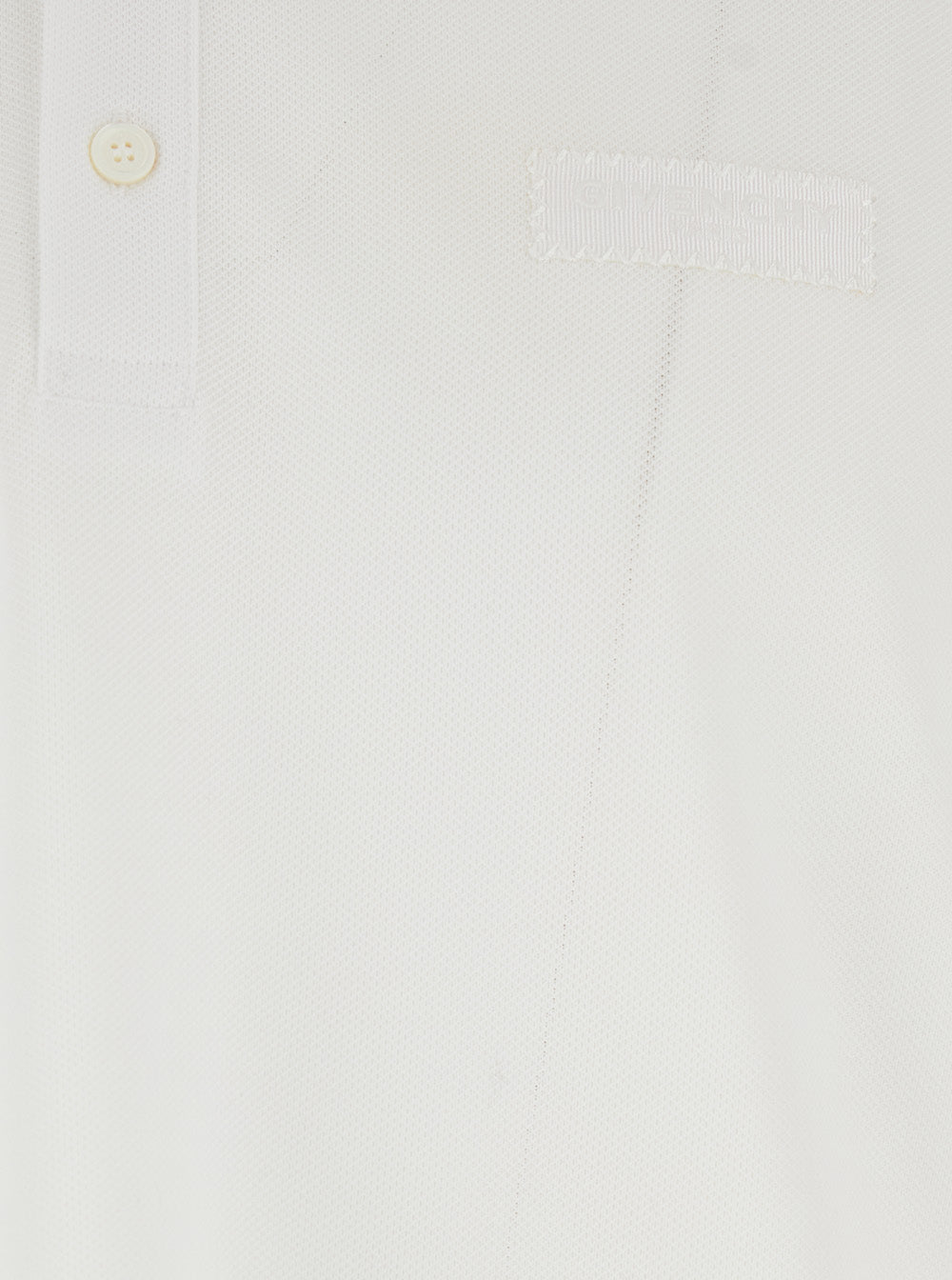 White Polo shirt with Classic Collar and Tone-on-Tone Logo Patch on the Front in Cotton for Men Tshirts