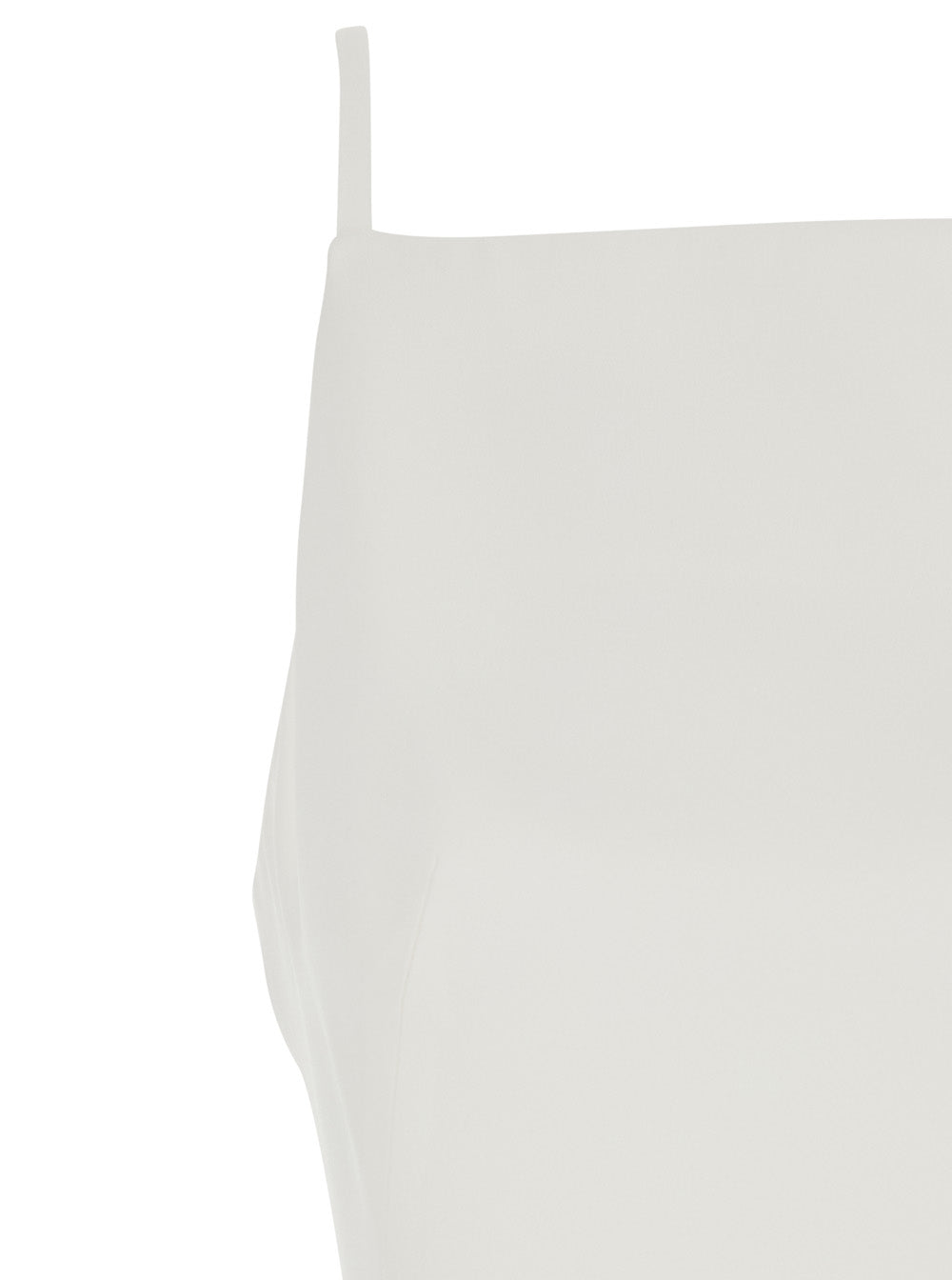 Long White Ivory Dress with Square Neckline and Single Vent at the Back in Viscose Blend for Women Acetate