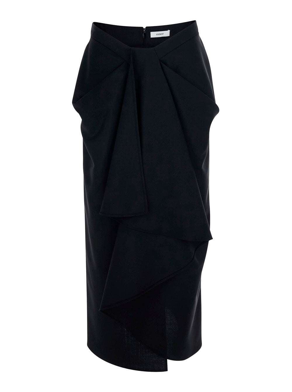 Black Pencil Skirt with Wrap Design in Fabric for Women