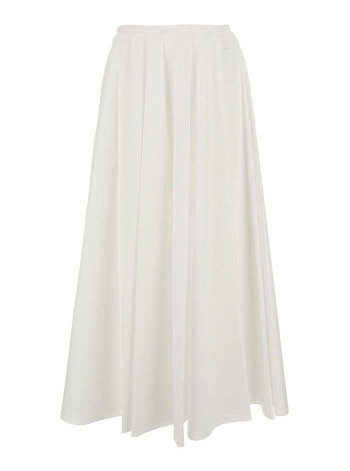 White Circular Skirt With Flared Design Cotton For Women