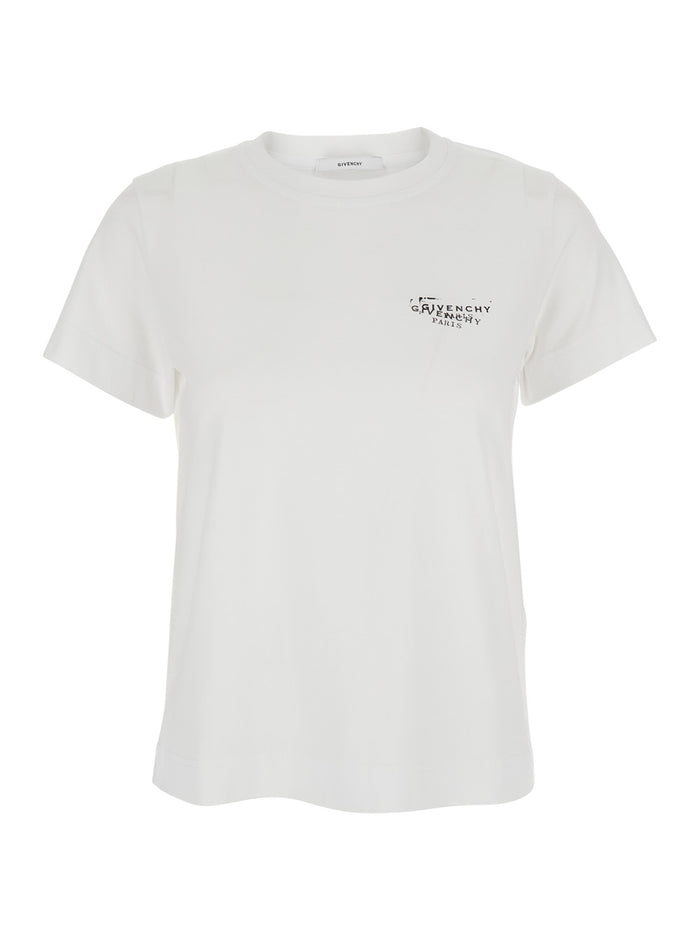 White T-Shirt with Logo on Front and Back for Women Cotton Tshirts Polo Shirts