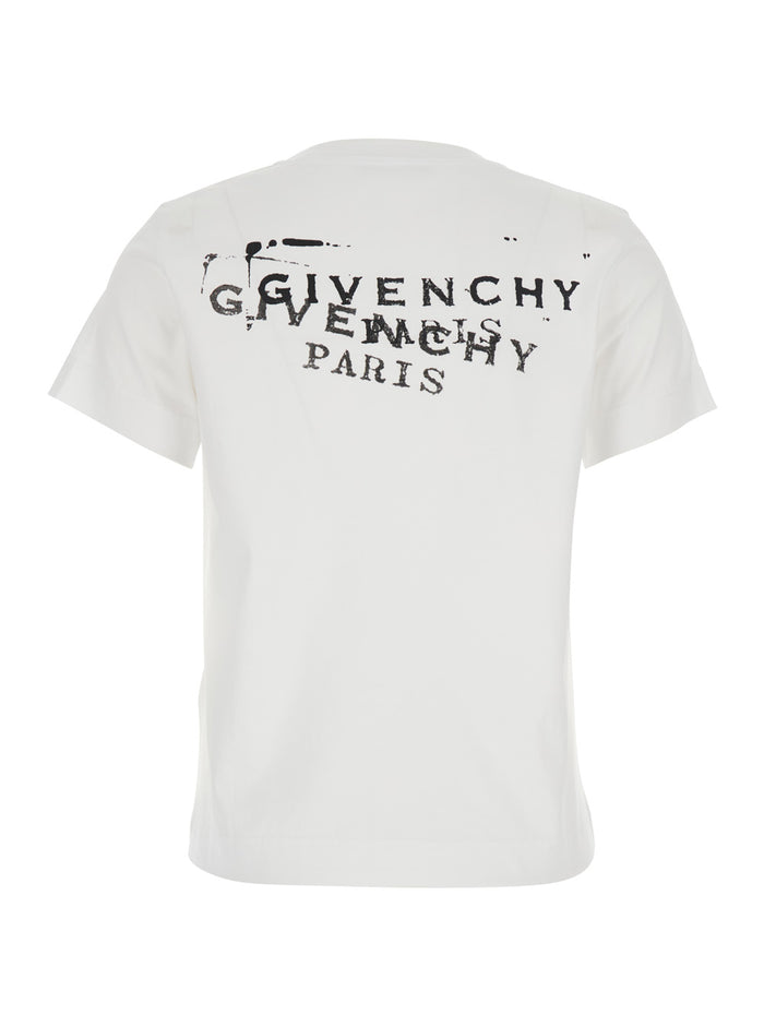 White T-Shirt with Logo on Front and Back for Women Cotton Tshirts Polo Shirts