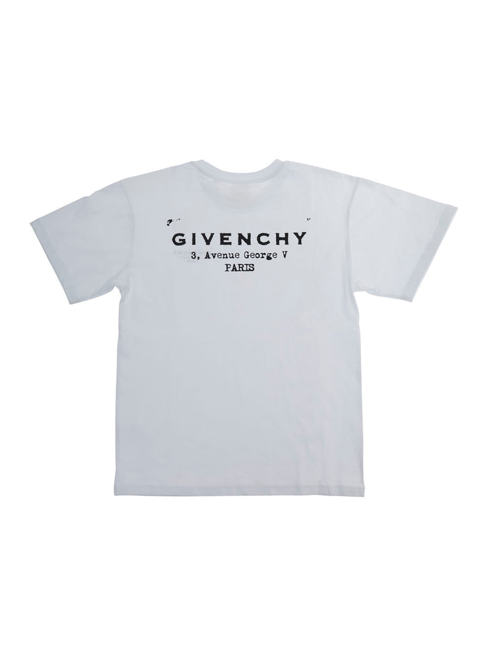 Crew Neck T-Shirt with Front Logo in White Cotton for Kids Tshirts And Polo Shirts