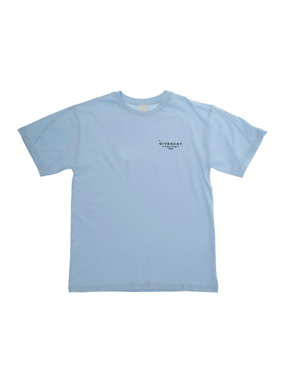 Crew Neck T-Shirt with Front Logo in Blue Cotton for Kids Light Tshirts And Polo Shirts