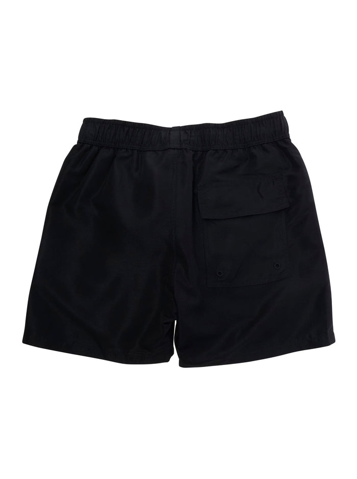 Black SURFER Shorts with Elastic Waist in Polyester for Kids And Bermuda