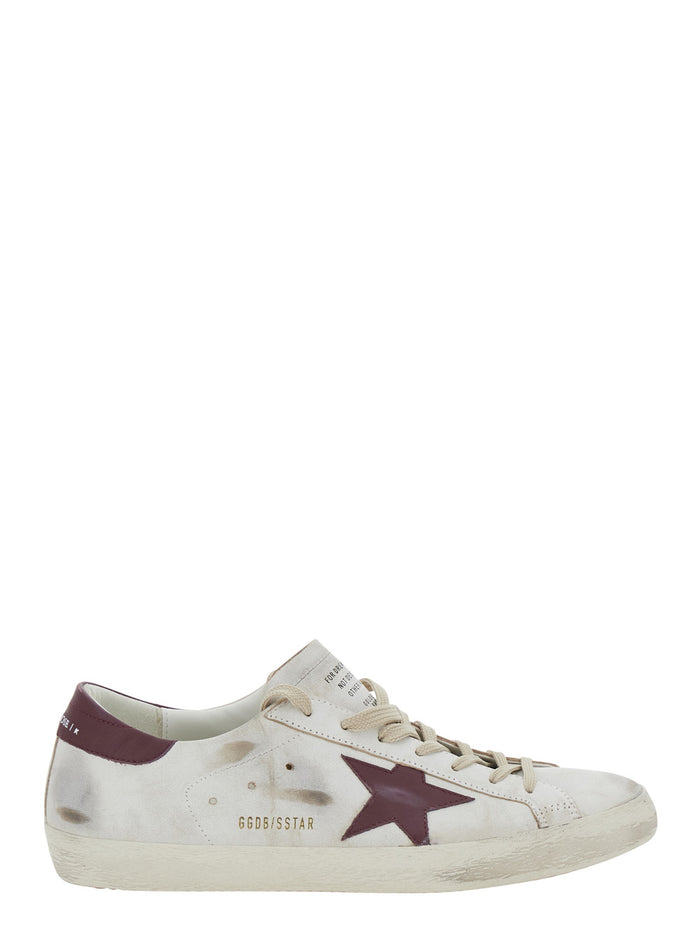 White Superstar Sneakers With Leather Details And Rubber Sole For Women Cow