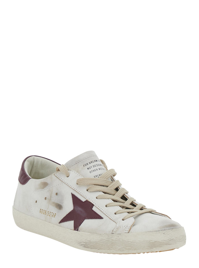 White Superstar Sneakers With Leather Details And Rubber Sole For Women Cow