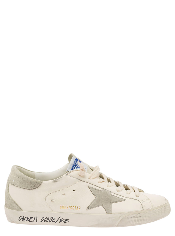 Low Sneakers Superstar Vintage Effect with Gray Pull-tab in White Leather for Men Ovine Cow