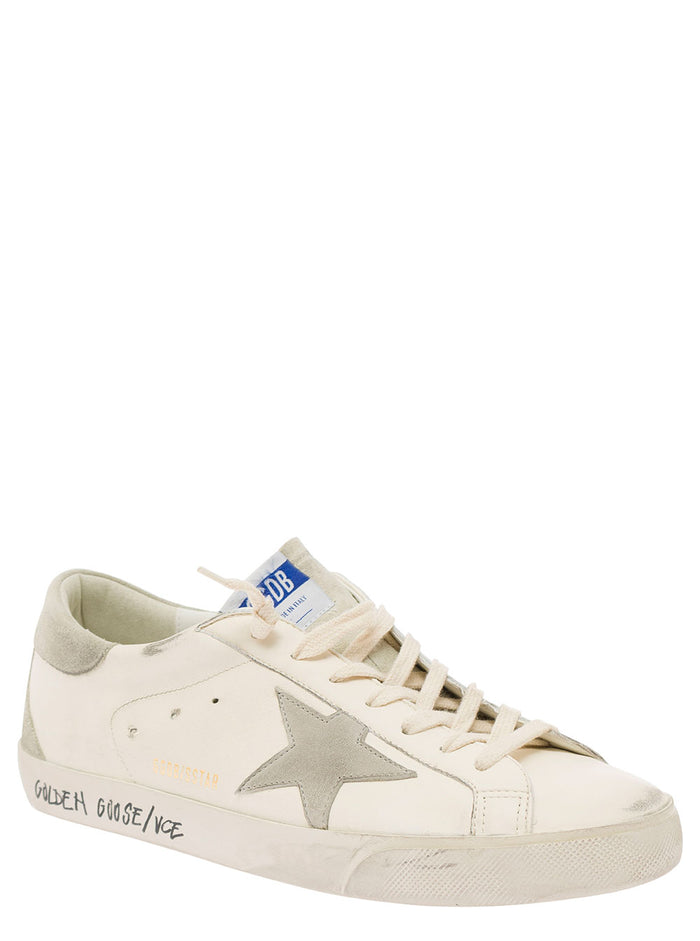 Low Sneakers Superstar Vintage Effect with Gray Pull-tab in White Leather for Men Ovine Cow