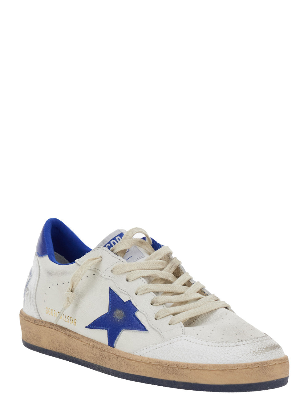 Sneaker Ballstar Low Top with Star Patch on the Side and Maxi Lettering Back in White Leather for Men Goat Cow Polyamide Ovine