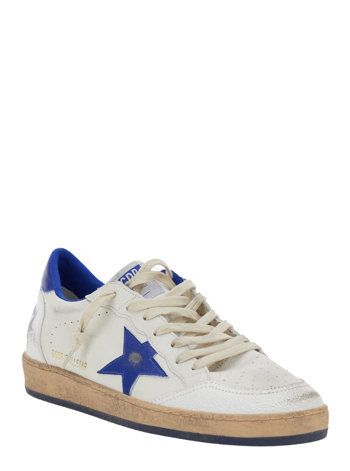 Sneaker Ballstar Low Top with Star Patch on the Side and Maxi Lettering Back in White Leather for Men Goat Cow Polyamide Ovine