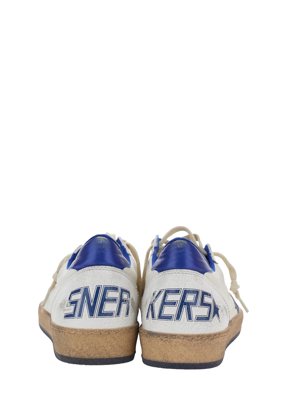 Sneaker Ballstar Low Top with Star Patch on the Side and Maxi Lettering Back in White Leather for Men Goat Cow Polyamide Ovine