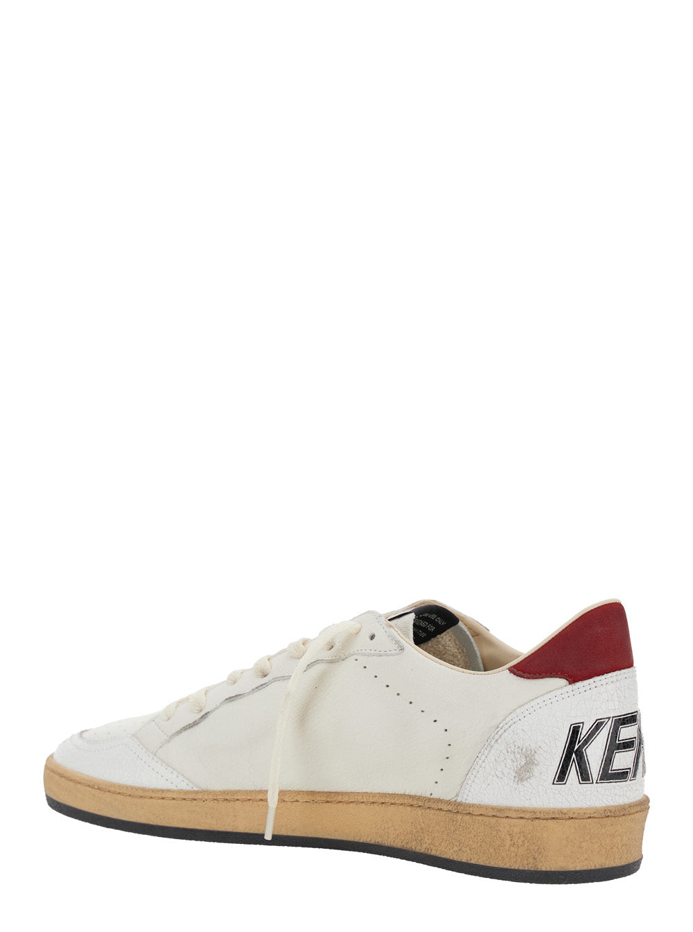 Ball Star White Low Top Sneakers with in Leather and Suede Man Goat Cow