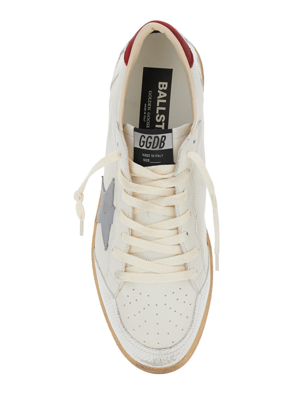 Ball Star White Low Top Sneakers with in Leather and Suede Man Goat Cow
