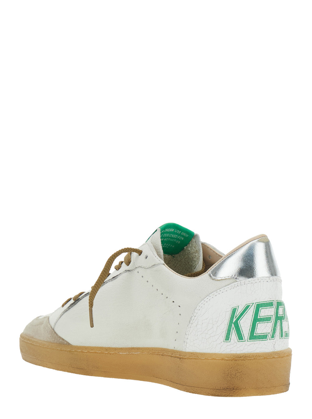 Ballstar White Low Top Sneakers with Logo Patch on the Tongue and Star Side in Leather Man Goat Cow