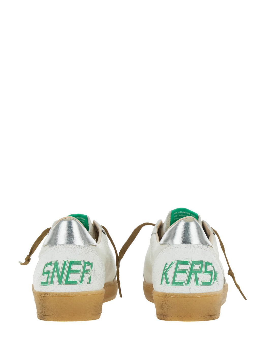Ballstar White Low Top Sneakers with Logo Patch on the Tongue and Star Side in Leather Man Goat Cow