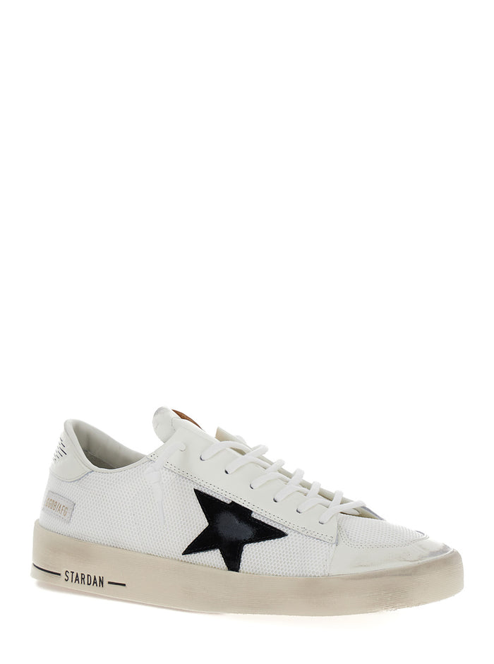 Low Sneakers Stardan with Star Patch in Leather and Tech Fabric White Men Cow Polyester