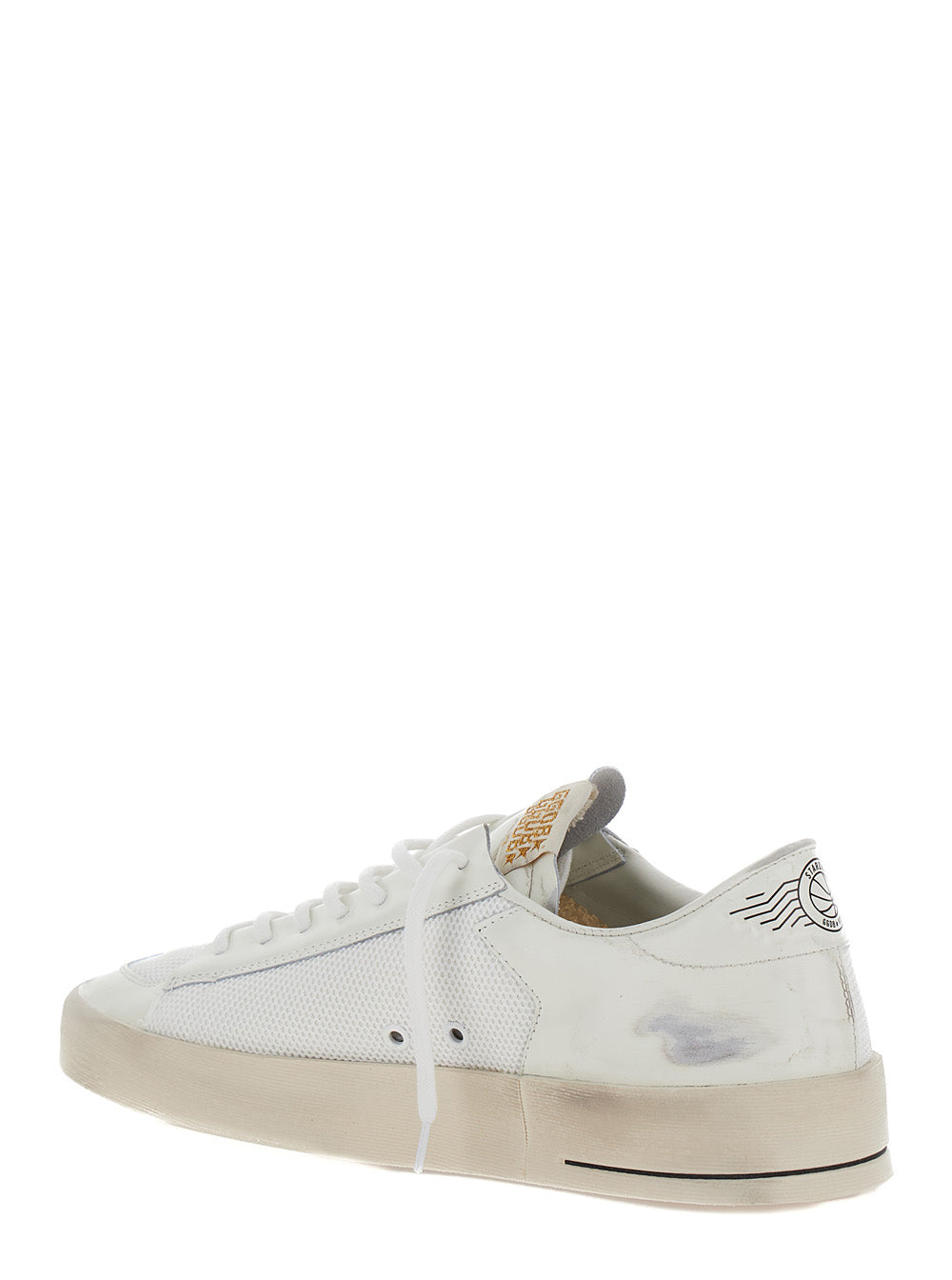 Low Sneakers Stardan with Star Patch in Leather and Tech Fabric White Men Cow Polyester