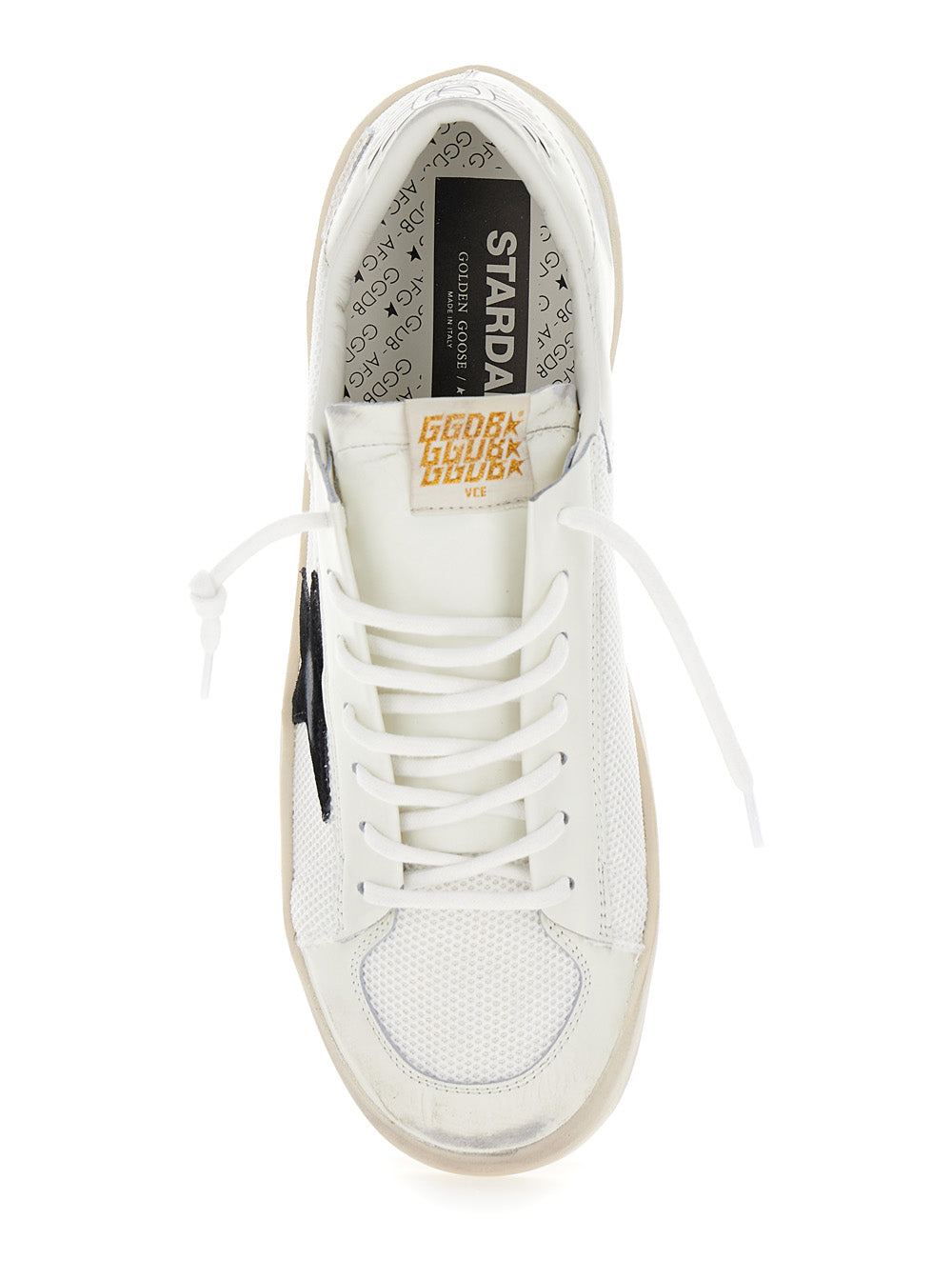 Low Sneakers Stardan with Star Patch in Leather and Tech Fabric White Men Cow Polyester