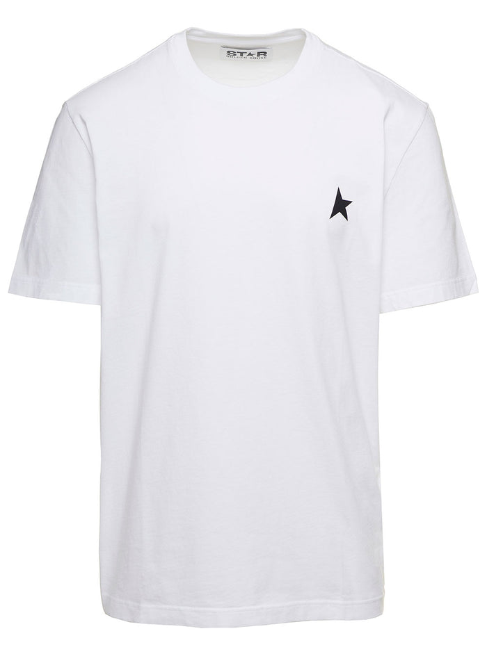 White T-Shirt with Round Neck and One Star Logo Print on the Front for Men Cotton Tshirts Polo Shirts