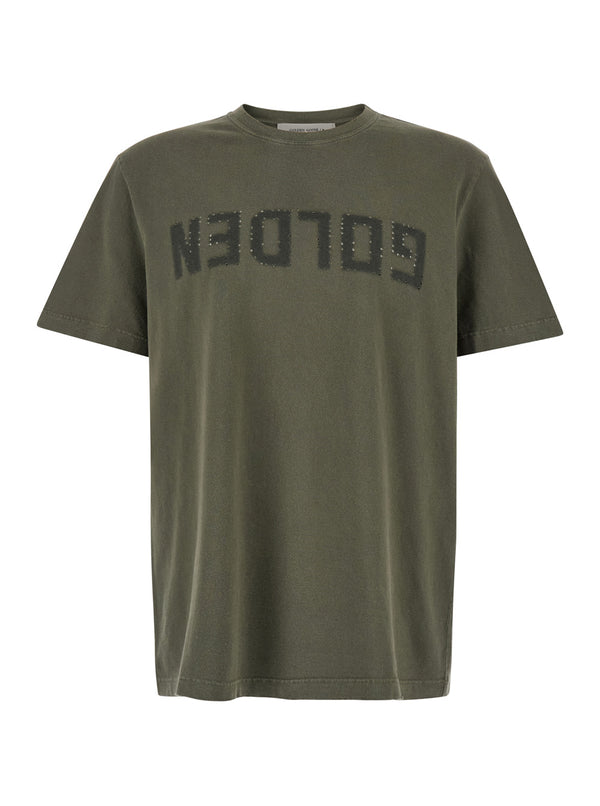 T-Shirt With Front Logo, Green Cotton T-shirts
