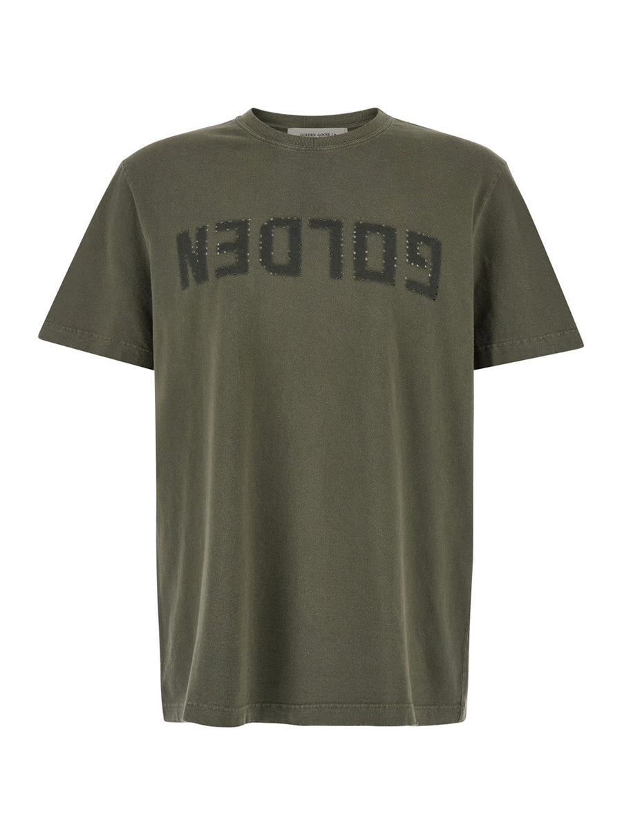 T-Shirt With Front Logo, Green Cotton T-shirts