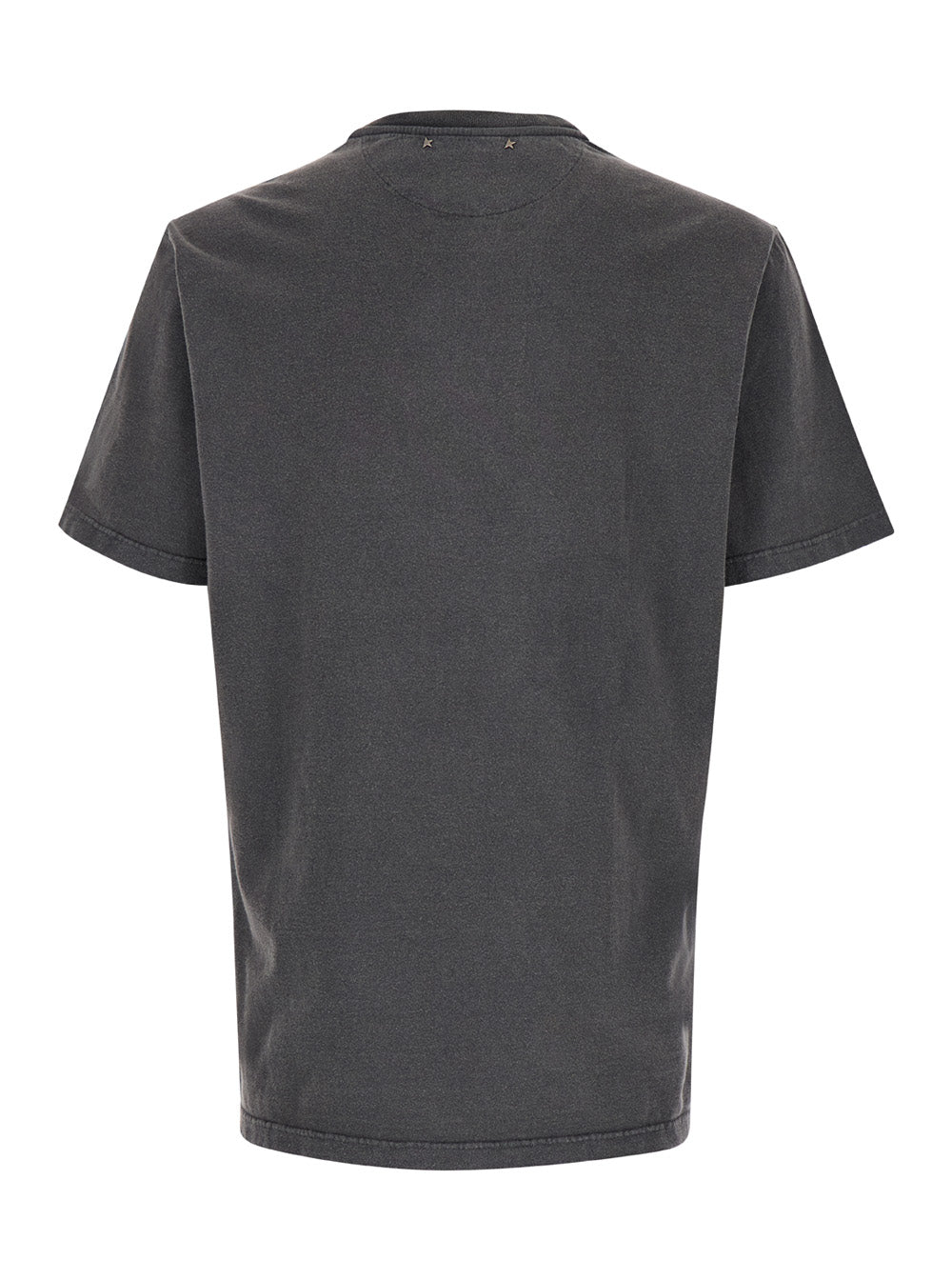 Gray T-Shirt with Logo on the Front and Patch for Men Grey Cotton Tshirts Polo Shirts
