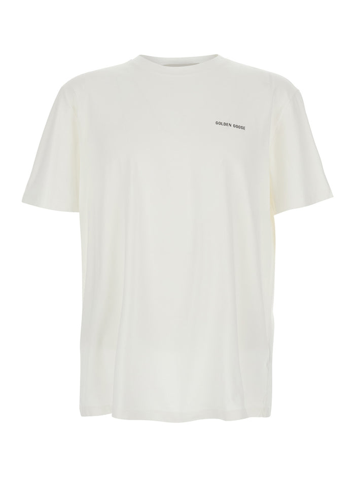 White Cotton Logo Lettering T-shirt for Men Tshirts And Polo Shirts