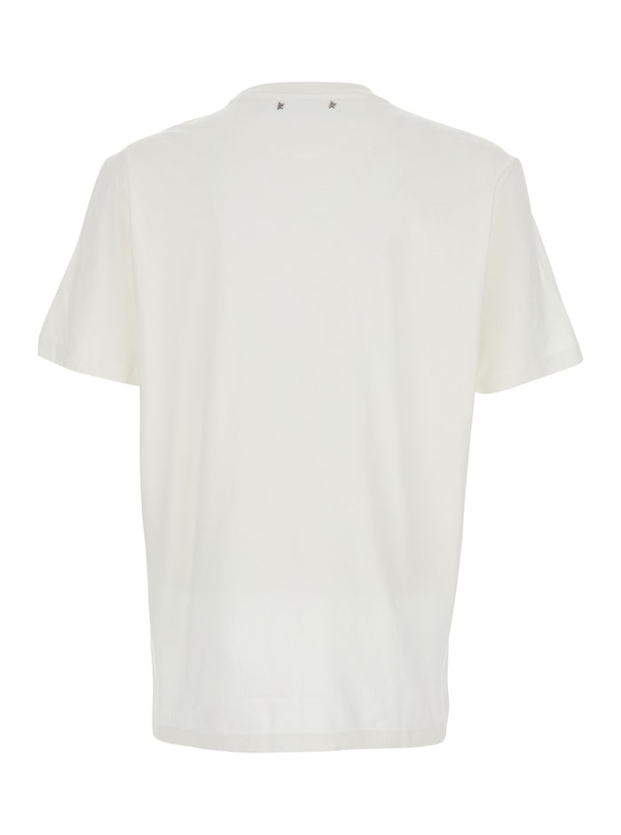 White Cotton Logo Lettering T-shirt for Men Tshirts And Polo Shirts