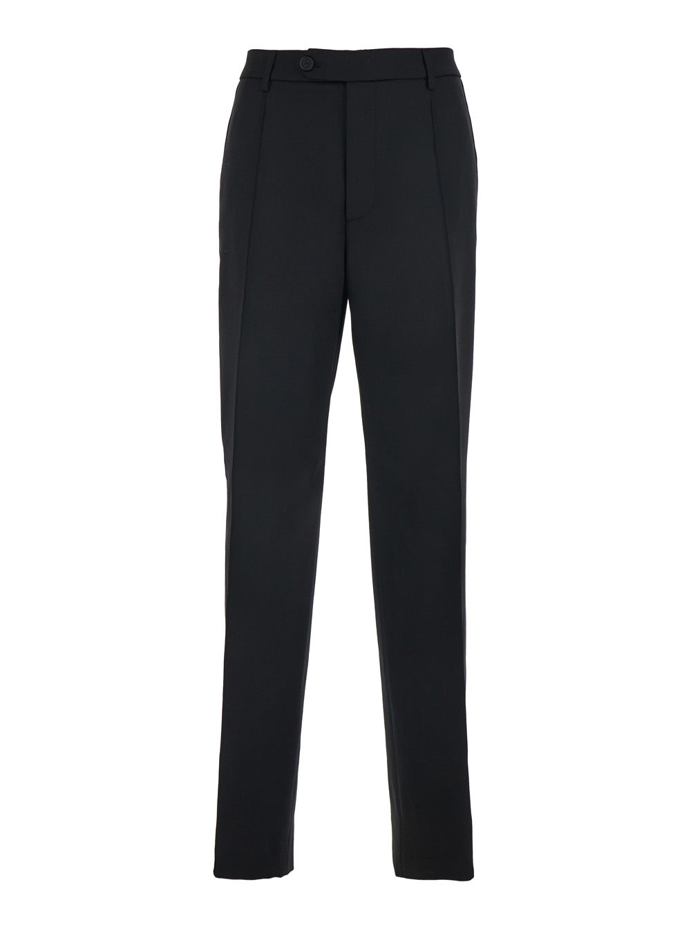 Black Wool and Satin Trousers with Button Closure Star Logo Detail on the Back for Men Virgin