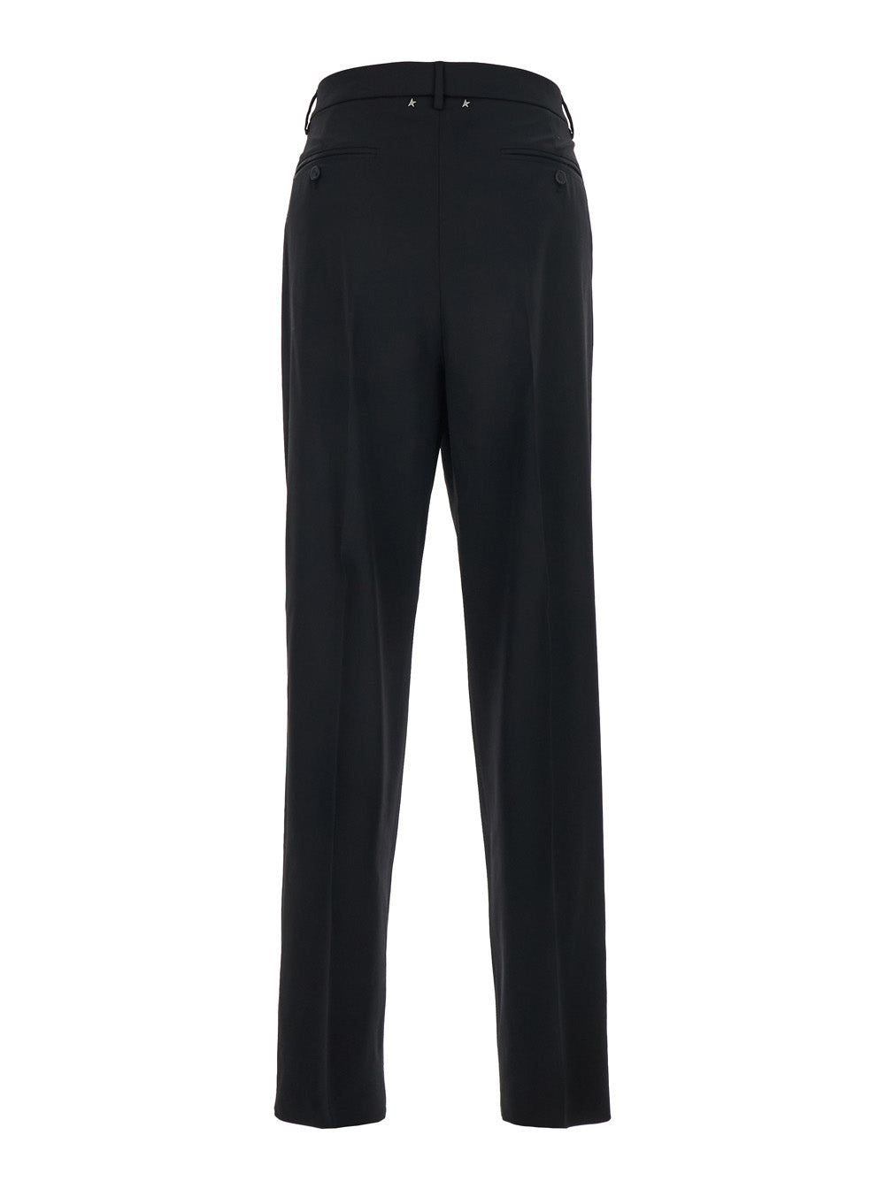 Black Wool and Satin Trousers with Button Closure Star Logo Detail on the Back for Men Virgin