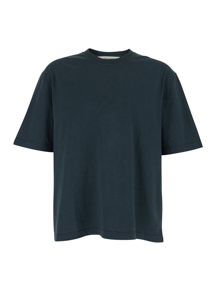 Black T-shirt with Maxi Logo on the Back for Men Cotton Tshirts And Polo Shirts