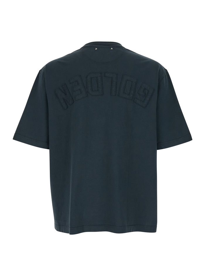Black T-shirt with Maxi Logo on the Back for Men Cotton Tshirts And Polo Shirts