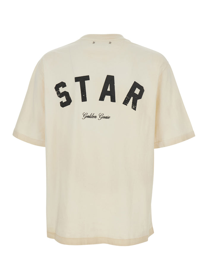 Off-White T-Shirt with Printed Logo on the Back for Men Cotton Tshirts And Polo Shirts