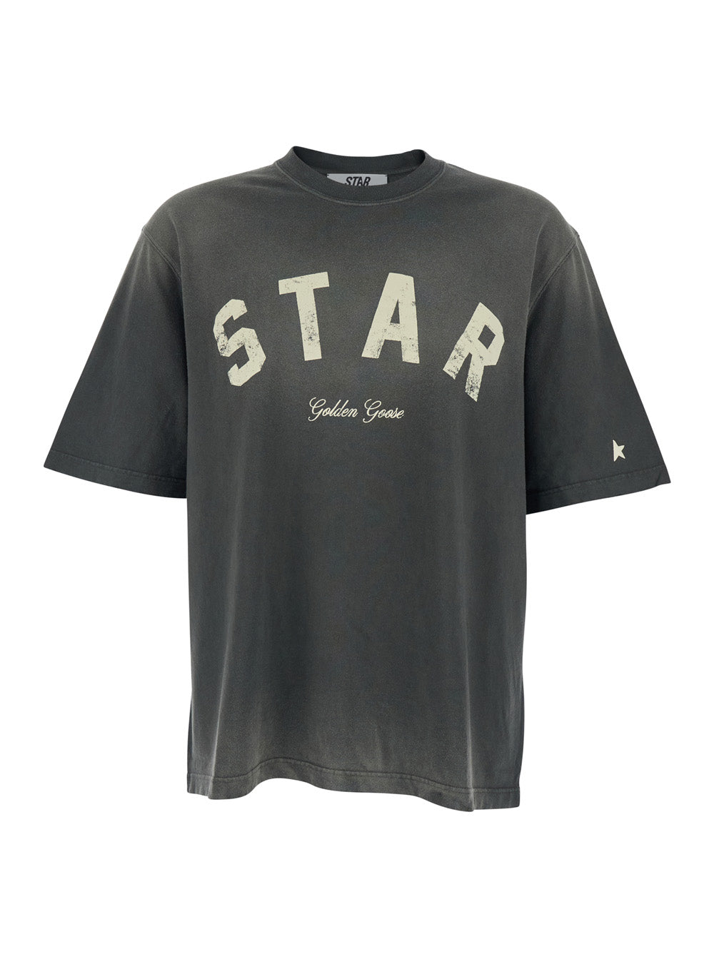 Mens Gray Cotton Crew Neck T-Shirt with Front Print Grey Tshirts And Polo Shirts