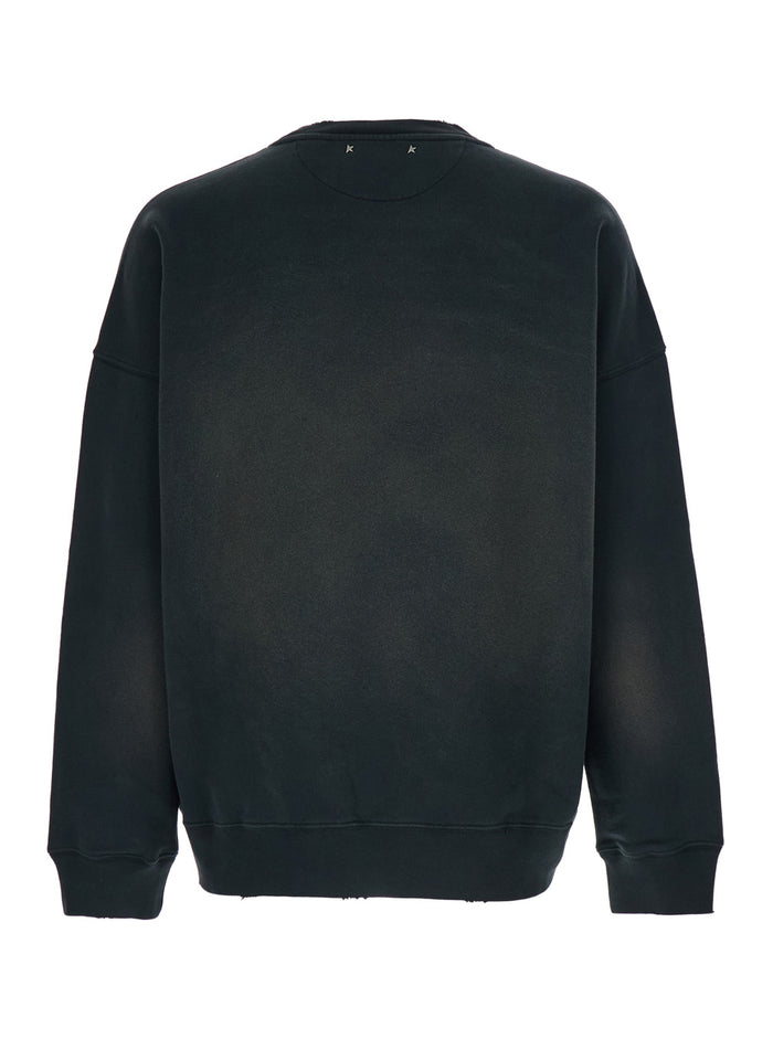 Crewneck Sweatshirt with Logo Lettering on the Front and Bleached Effect in Gray for Men Grey Cotton Sweatshirts