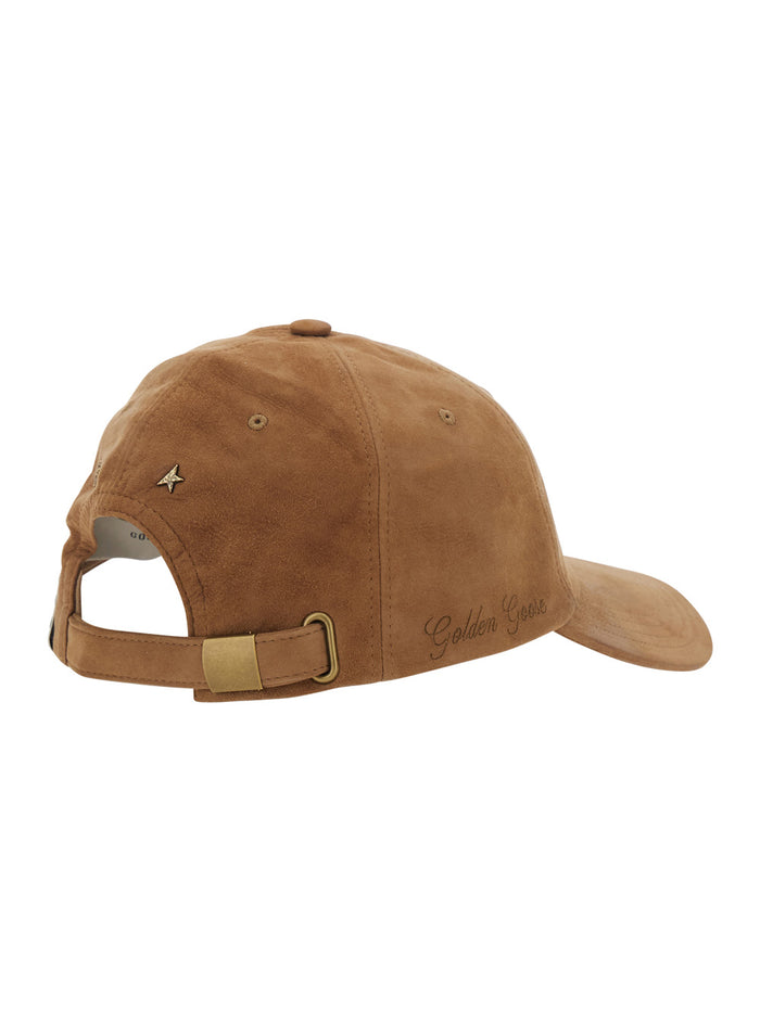 Beige Baseball Cap With Logo Lettering On The Side In Suede For Men Goat Leather Hats And Gloves