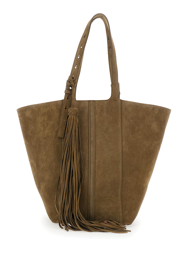 Tote Bag Shopping 24.7 Suede Green Leather