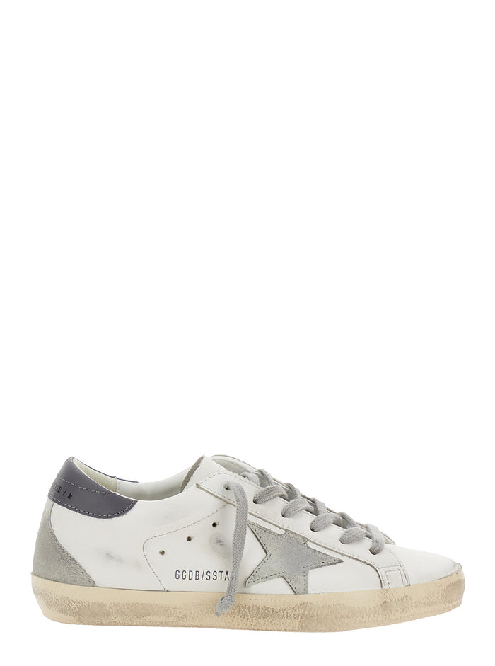 Low Sneakers with Vintage White Leather Star Patch for Women Cow