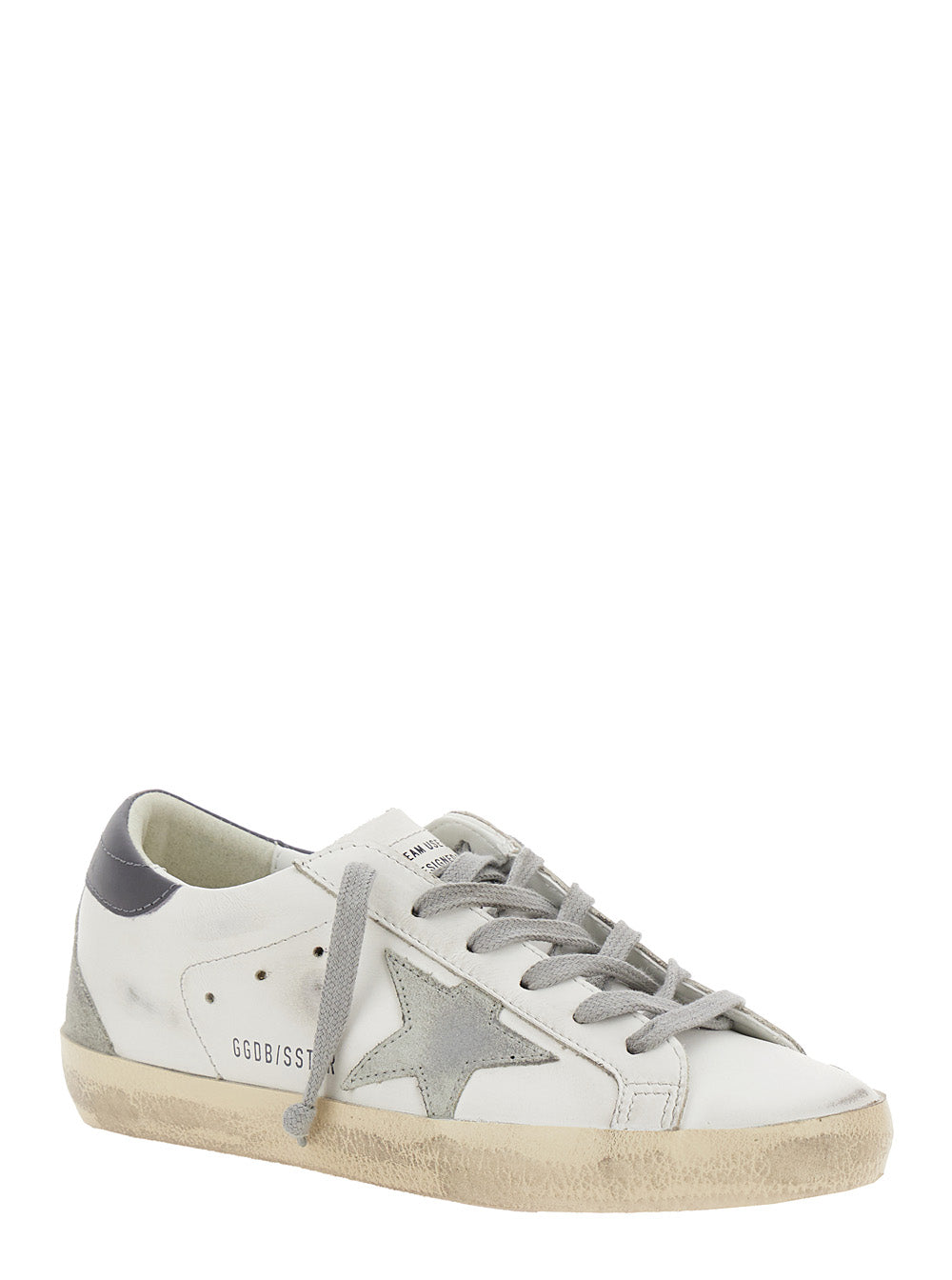 Low Sneakers with Vintage White Leather Star Patch for Women Cow