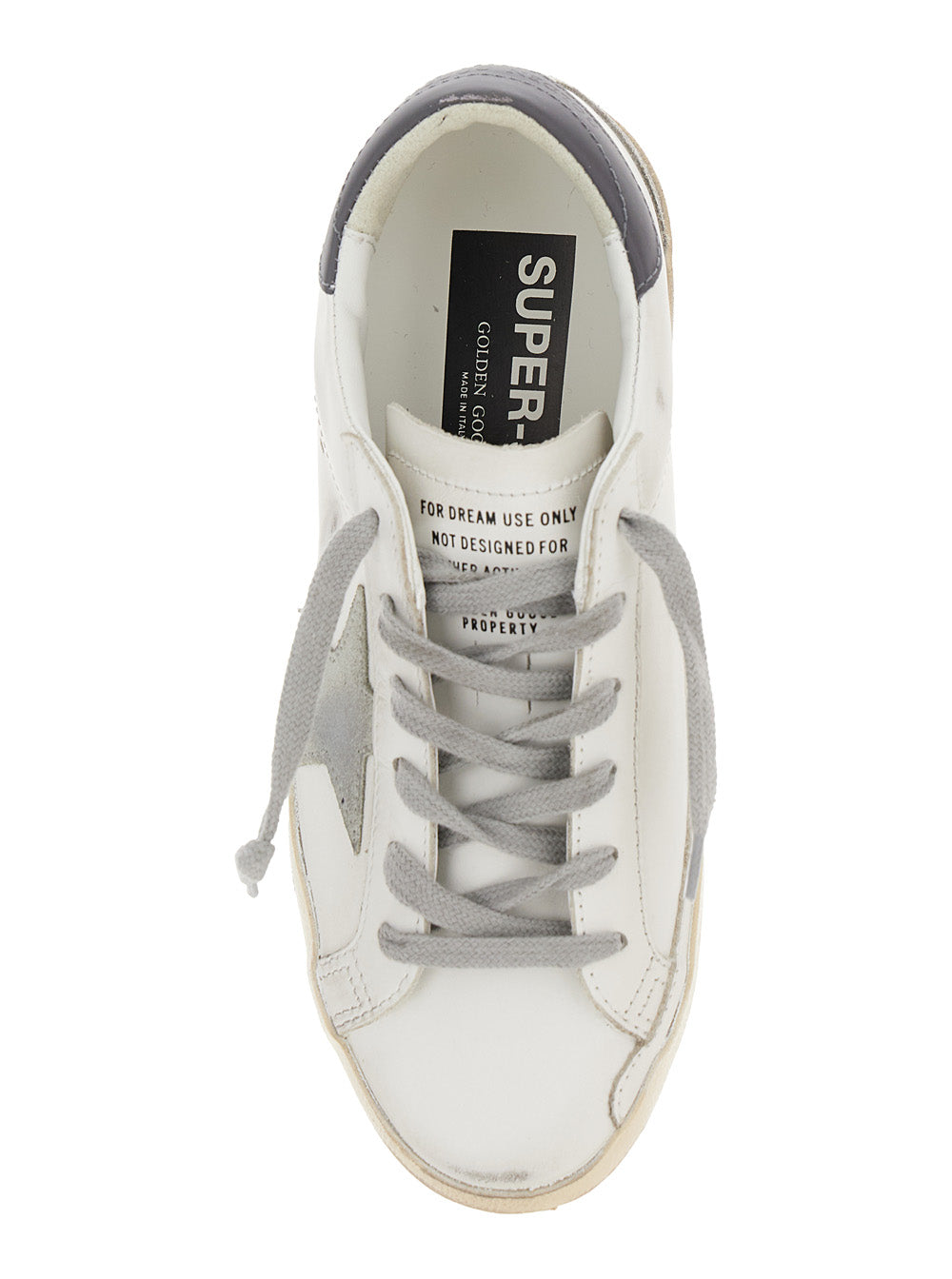 Low Sneakers with Vintage White Leather Star Patch for Women Cow