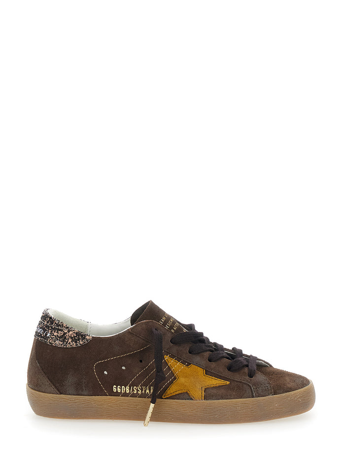 SUPER-STAR SUEDE UPPER TOE TONGUE AND STAR GLITTER HEEL Brown Sneaker