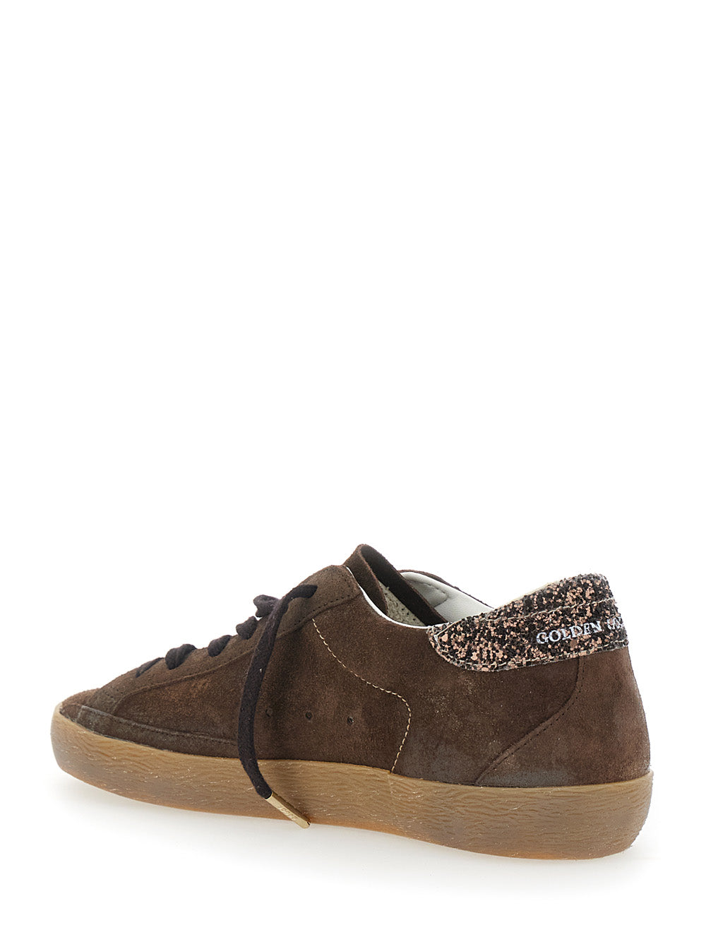 SUPER-STAR SUEDE UPPER TOE TONGUE AND STAR GLITTER HEEL Brown Sneaker